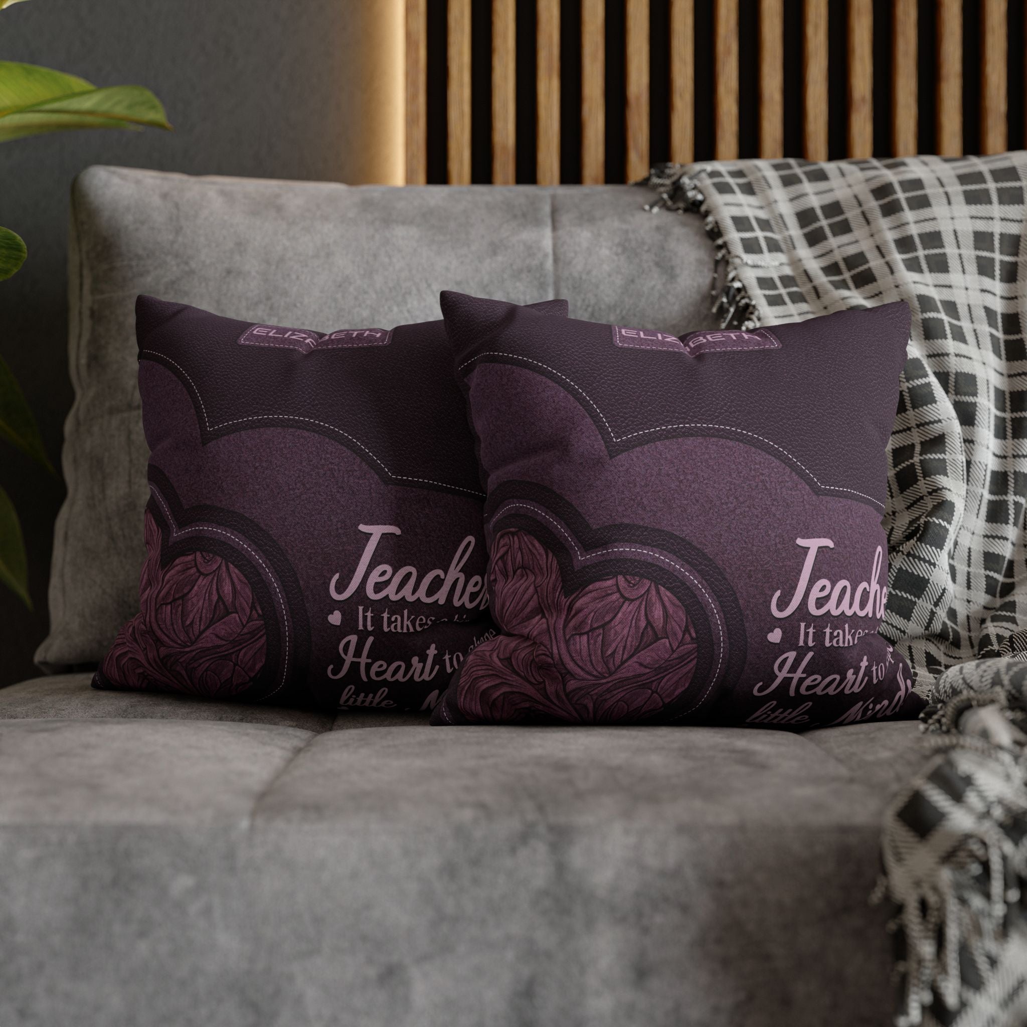 Personalized Teacher Appreciation Heart Pillowcase — "It takes a big heart to shape little minds"