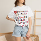 Valentine Alphabet Graphic T-Shirt — Love-Themed A–Z Design