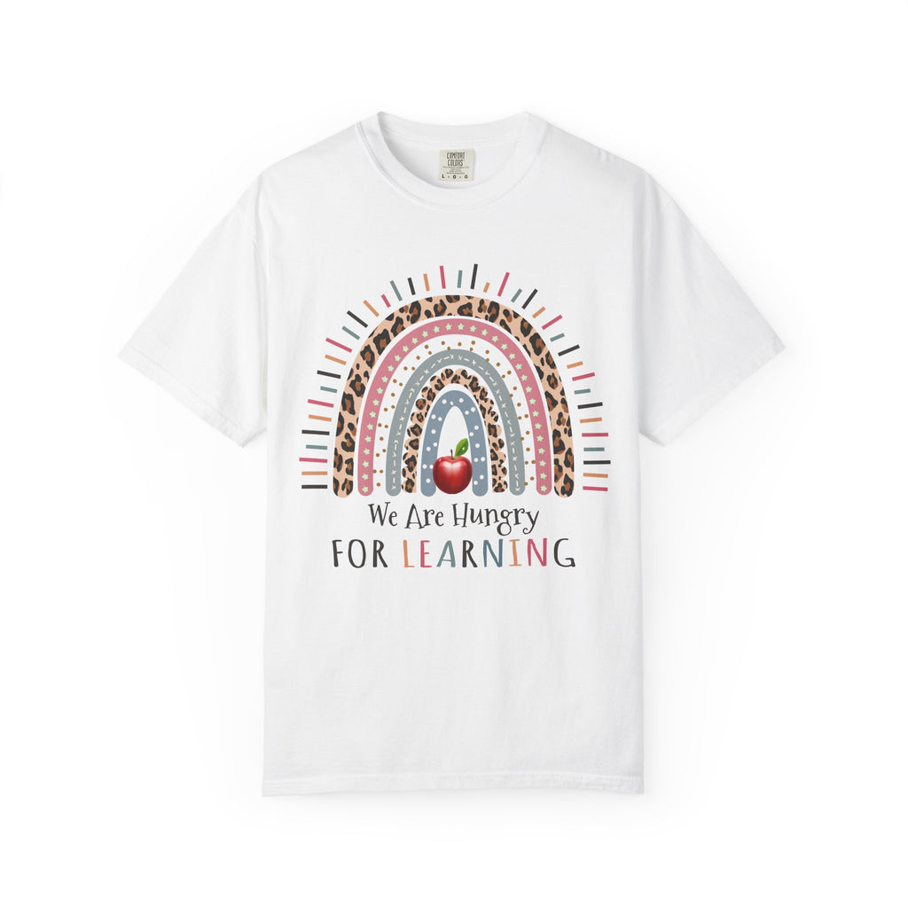Teacher Rainbow T-Shirt - "We Are Hungry For Learning" School Apple Graphic Tee