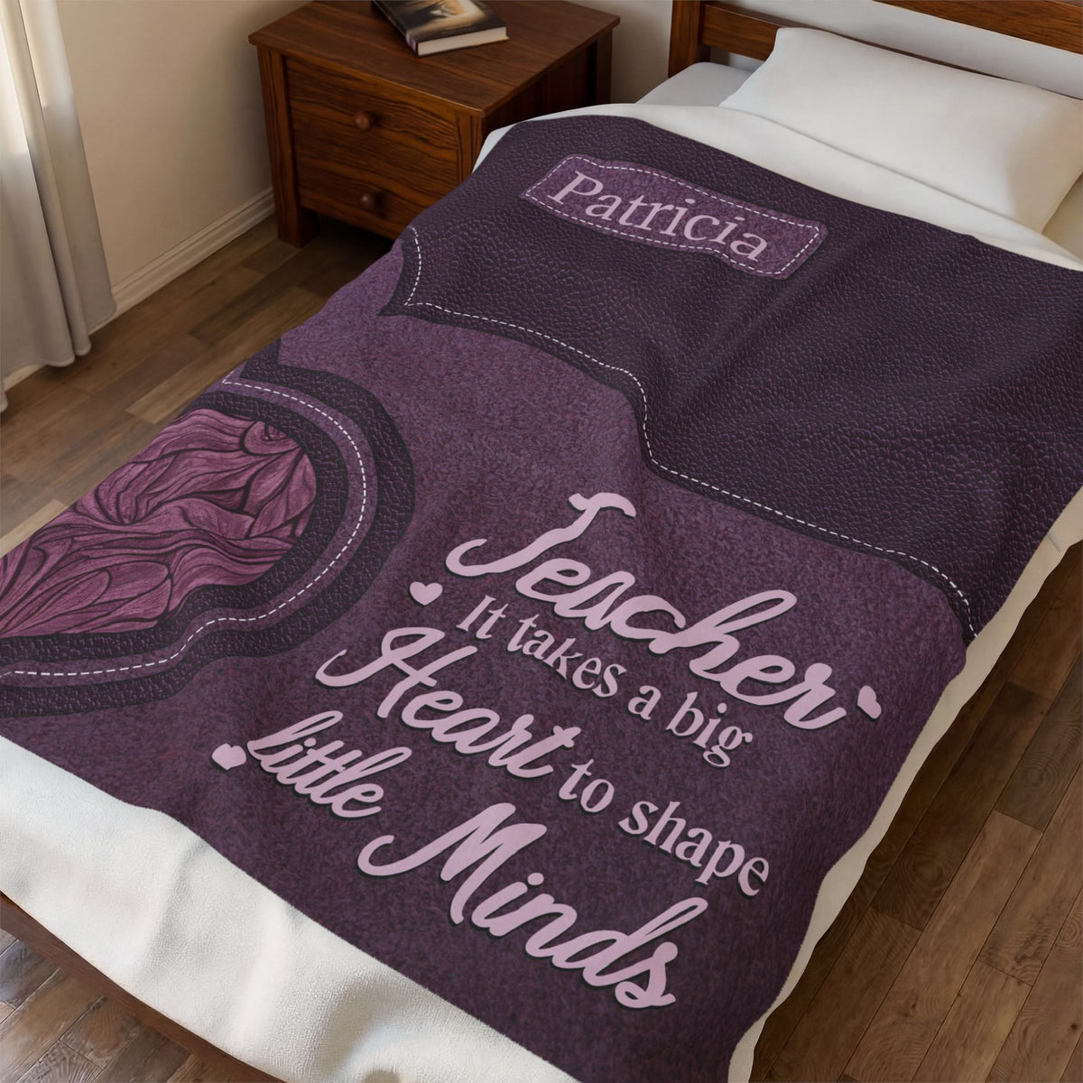 Teacher Velveteen Plush Blanket – “It takes a big heart to shape little minds” Personalized Gift
