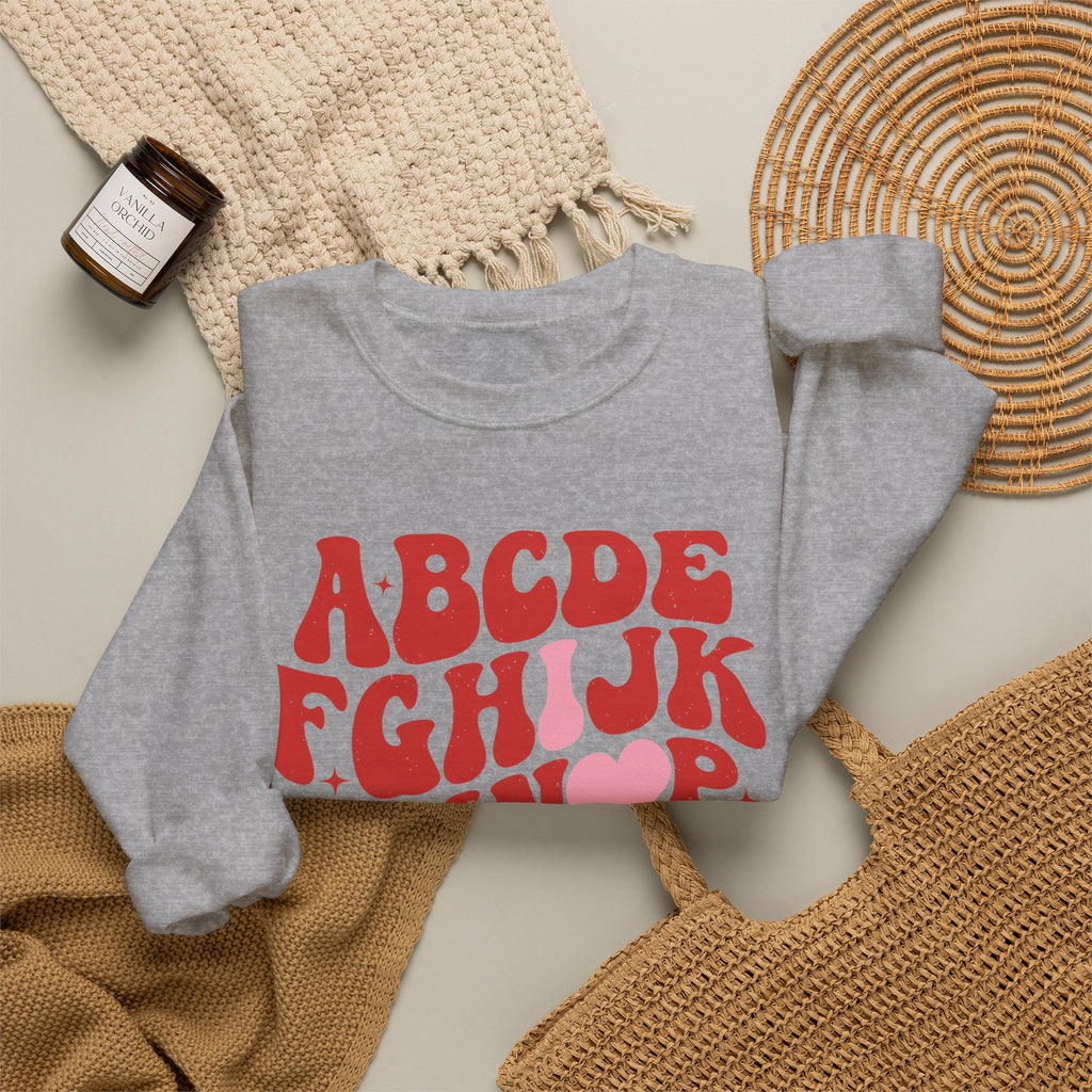 Alphabet ABC Sweatshirt – Playful Red Letter Crewneck