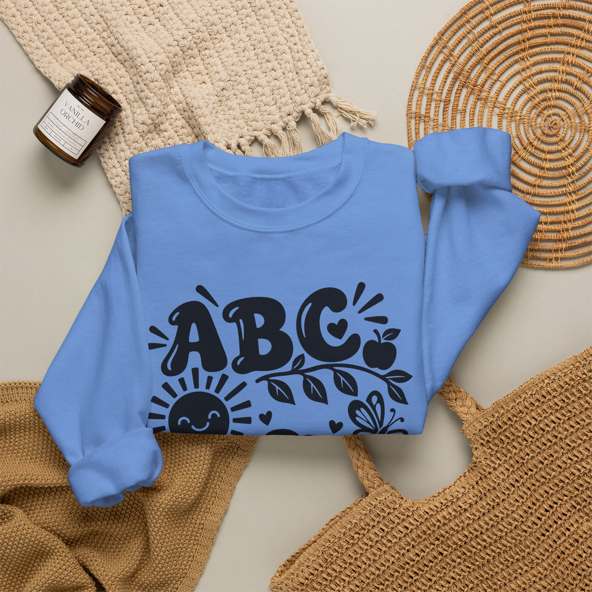 ABC 1234 Alphabet & Numbers Educational Crewneck Sweatshirt