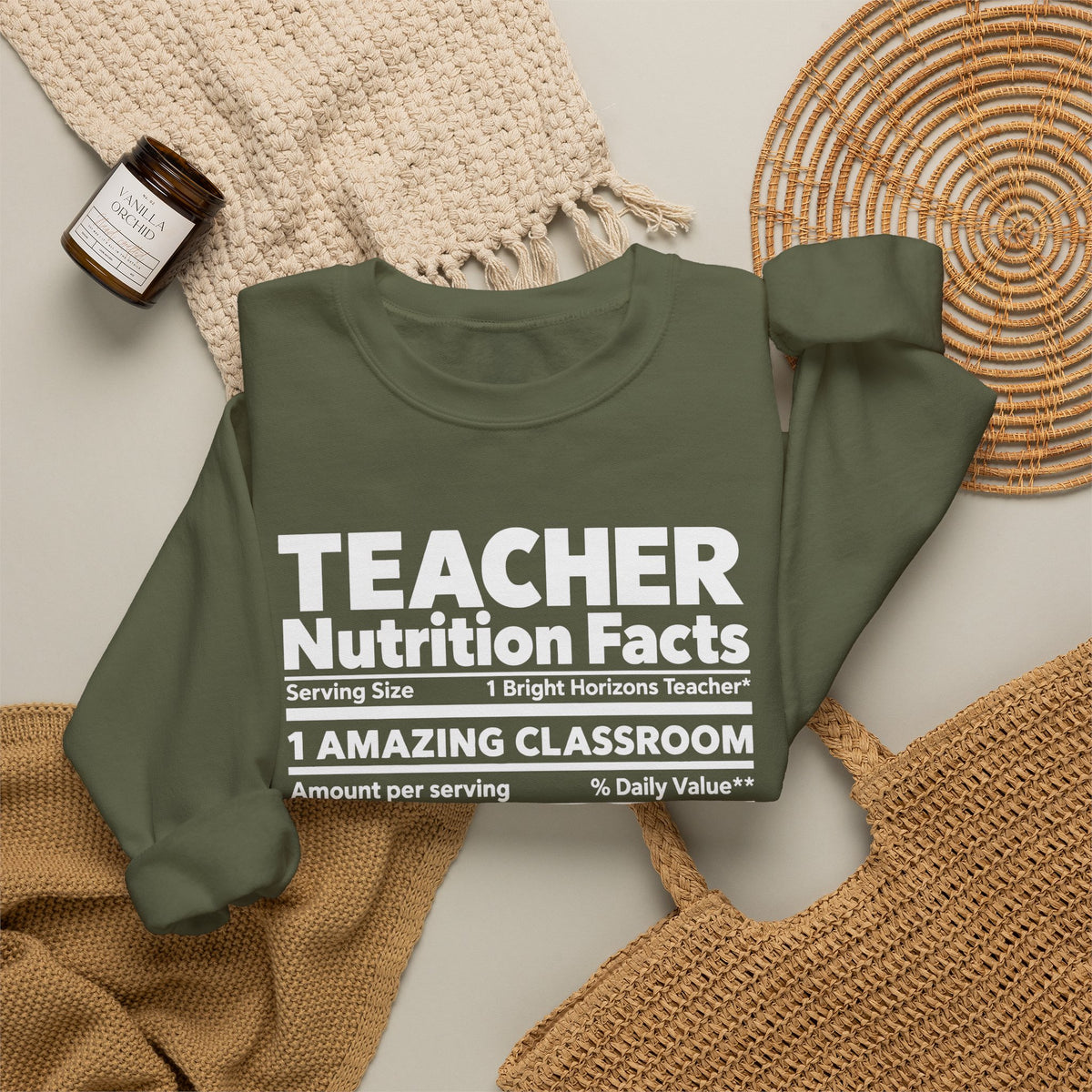 Teacher Nutrition Facts Crewneck Sweatshirt