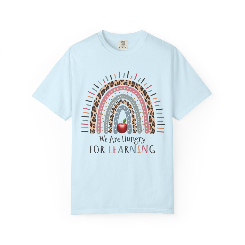 Teacher Rainbow T-Shirt - "We Are Hungry For Learning" School Apple Graphic Tee