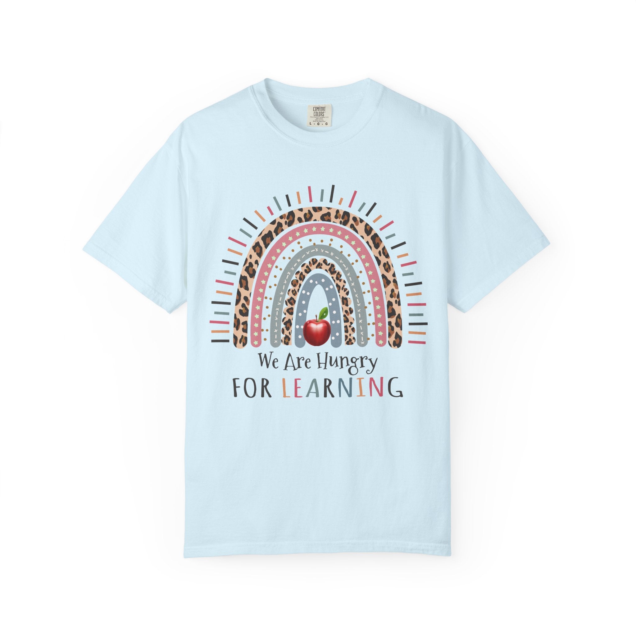 Teacher Rainbow T-Shirt - "We Are Hungry For Learning" School Apple Graphic Tee