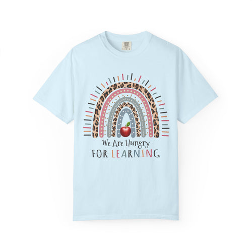Teacher Rainbow T-Shirt - "We Are Hungry For Learning" School Apple Graphic Tee