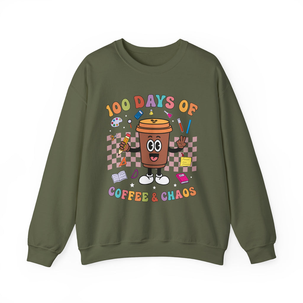 100 Days of Coffee & Chaos Crewneck Sweatshirt