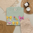 Teacher Appreciation Cute Icons T-Shirt — Bows, Books & Apple Graphic Tee