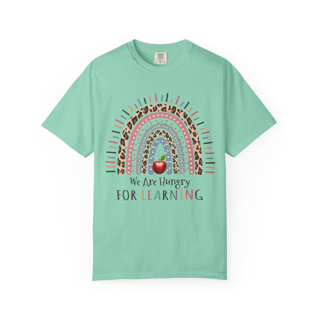 Teacher Rainbow T-Shirt - "We Are Hungry For Learning" School Apple Graphic Tee