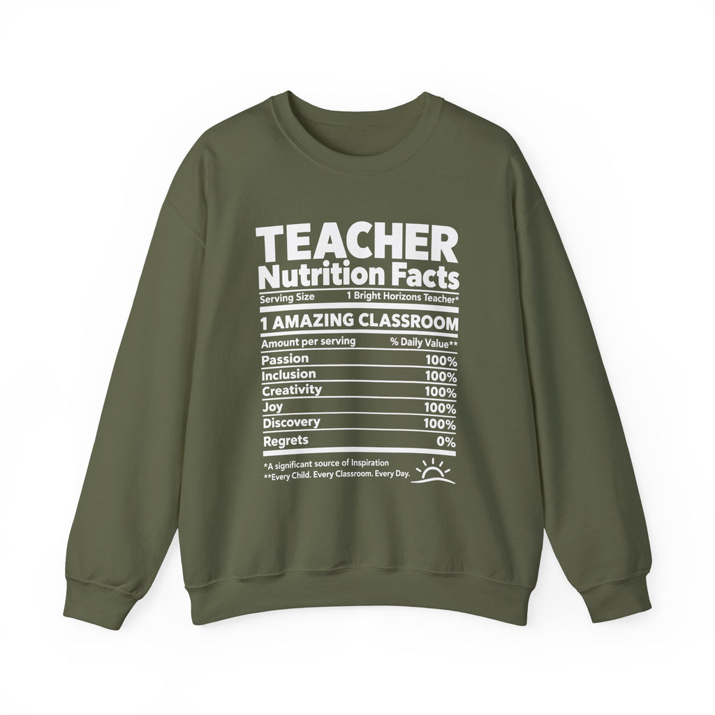 Teacher Nutrition Facts Crewneck Sweatshirt