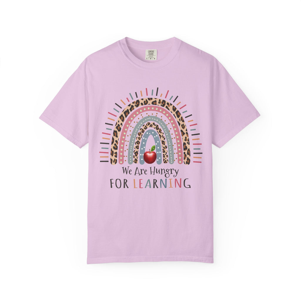 Teacher Rainbow T-Shirt - "We Are Hungry For Learning" School Apple Graphic Tee