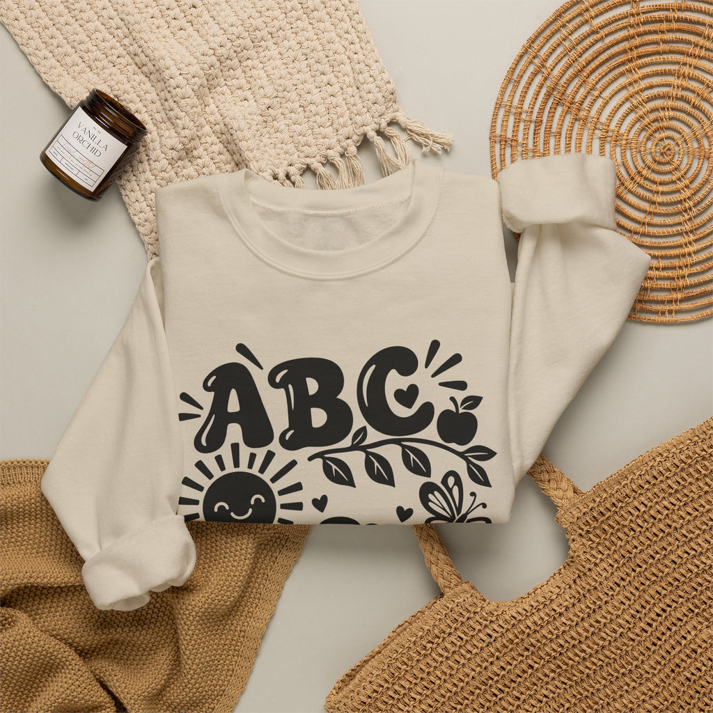 ABC 1234 Alphabet & Numbers Educational Crewneck Sweatshirt