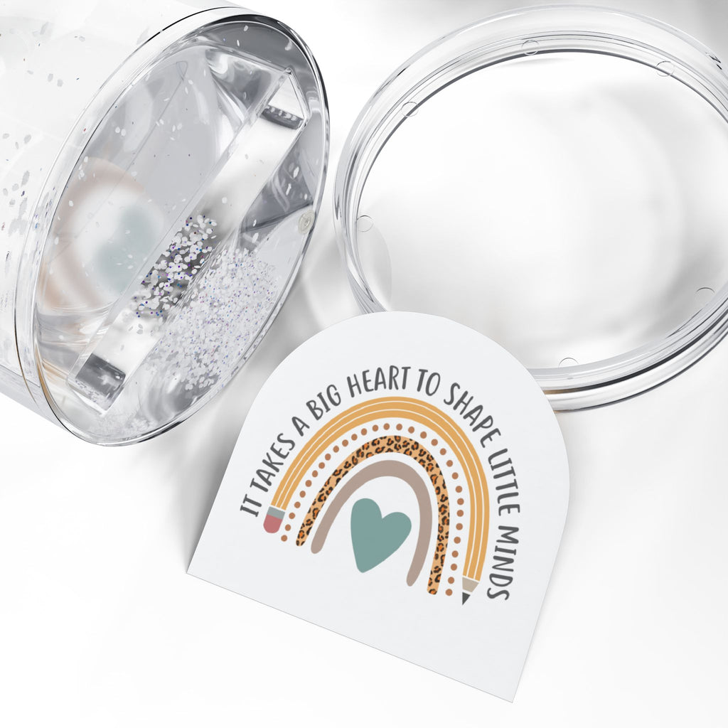 Teacher Snow Globe – "It Takes a Big Heart to Shape Little Minds" Rainbow Keepsake