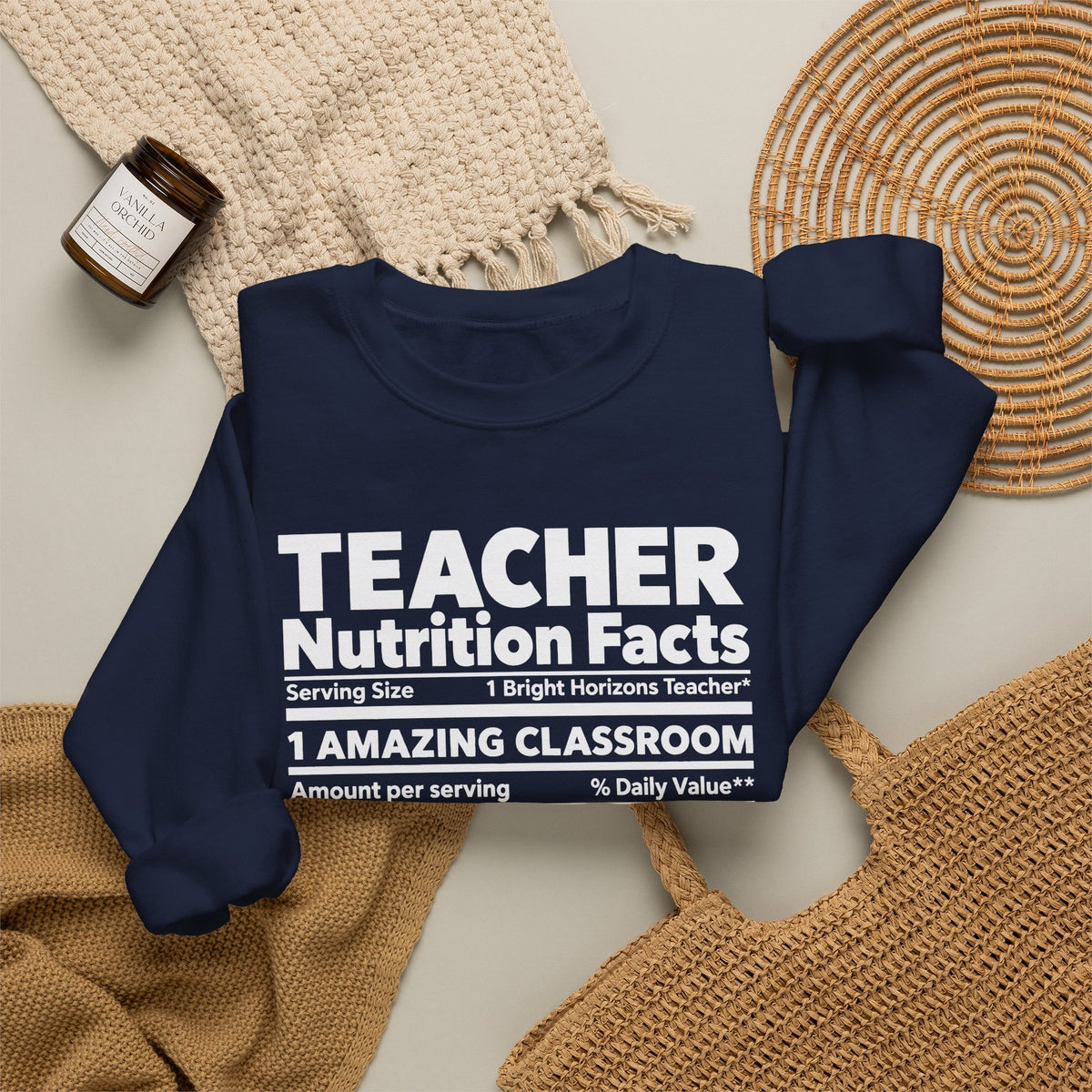 Teacher Nutrition Facts Crewneck Sweatshirt