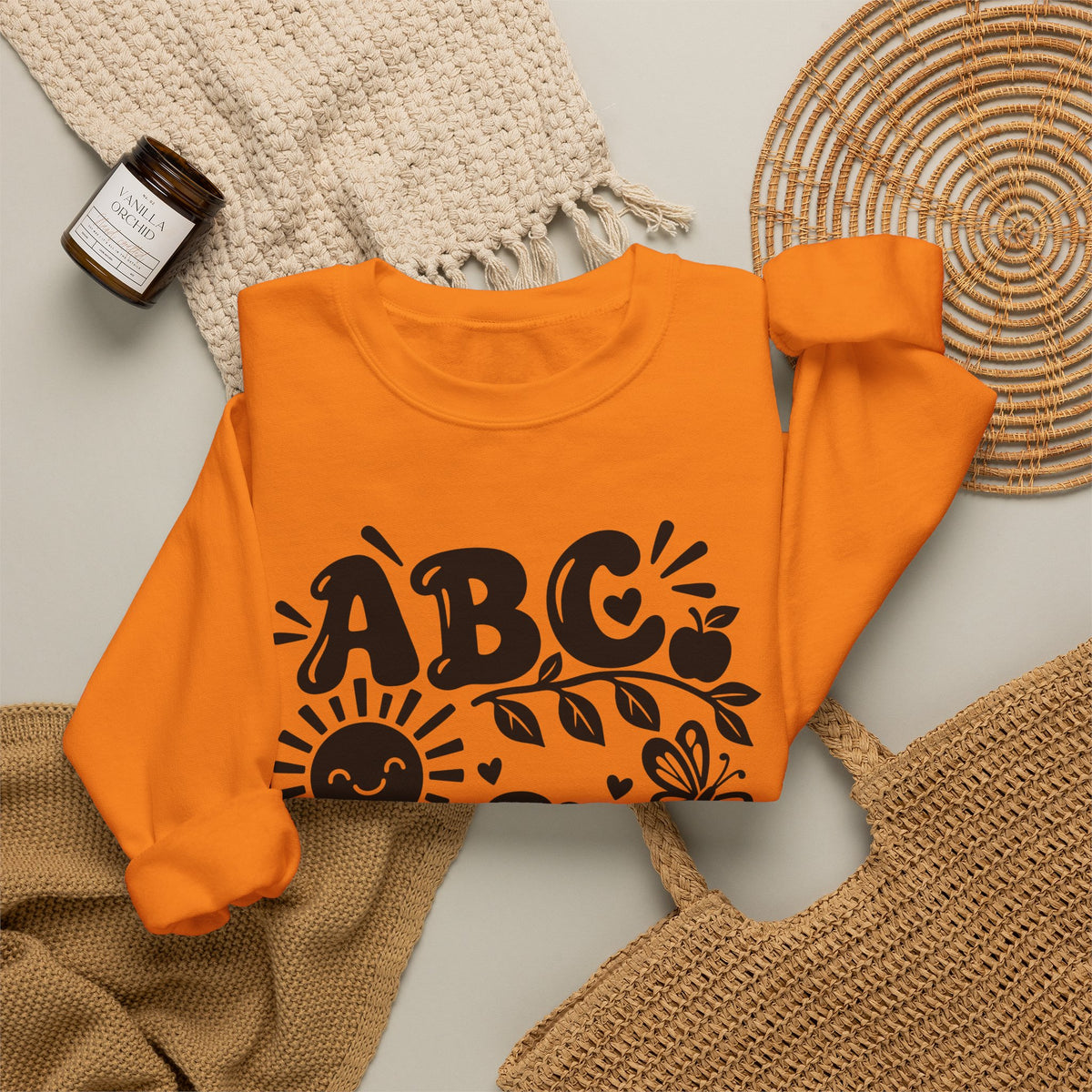 ABC 1234 Alphabet & Numbers Educational Crewneck Sweatshirt
