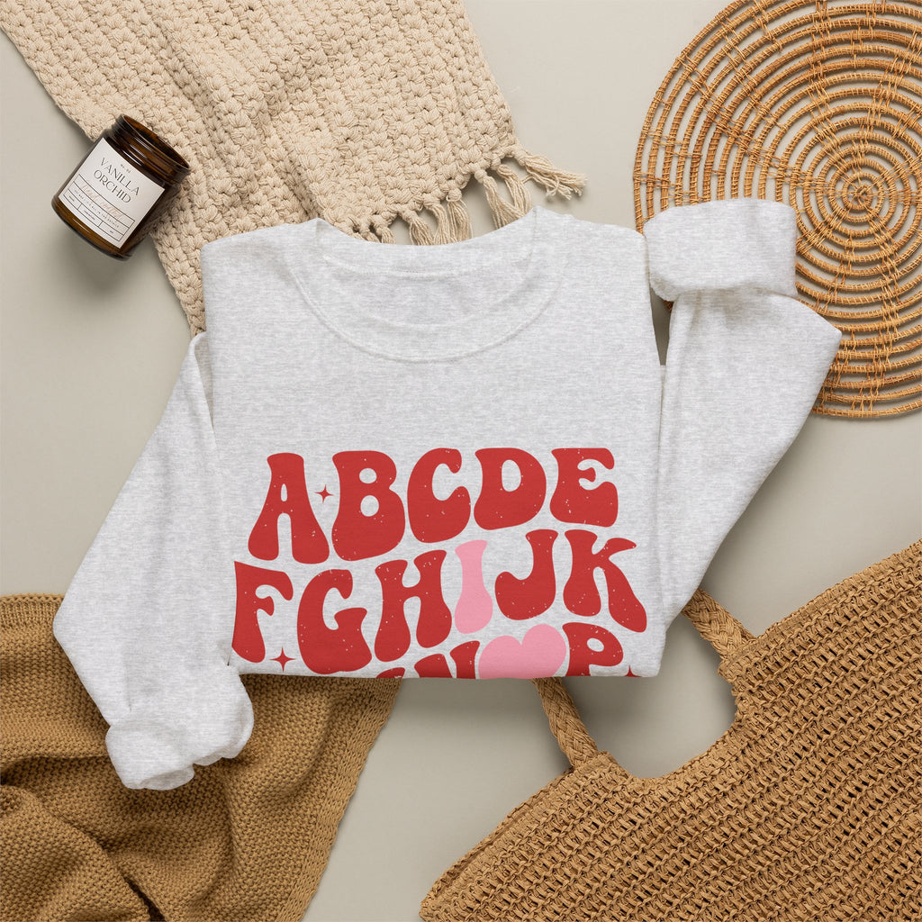 Alphabet ABC Sweatshirt – Playful Red Letter Crewneck