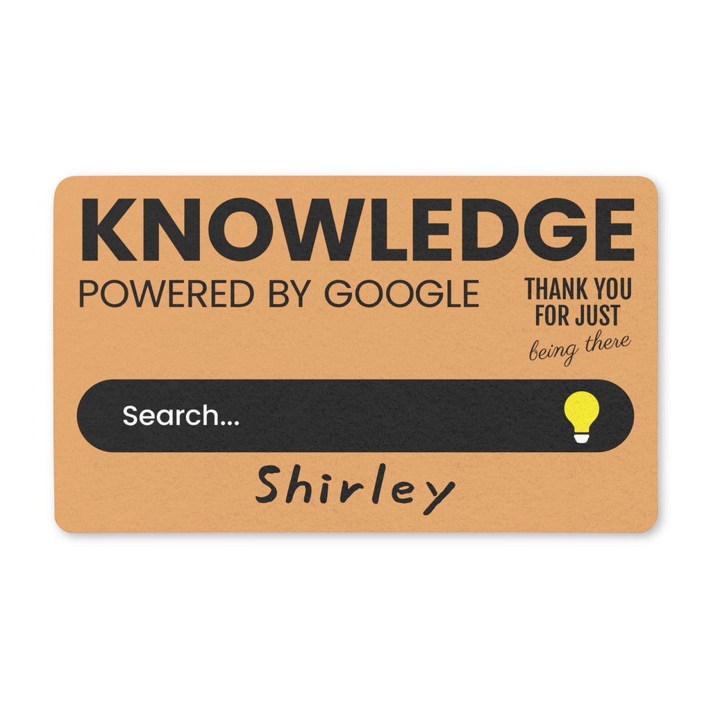 Personalized Knowledge Doormat — "Knowledge Powered by Google" Welcome Mat with Name