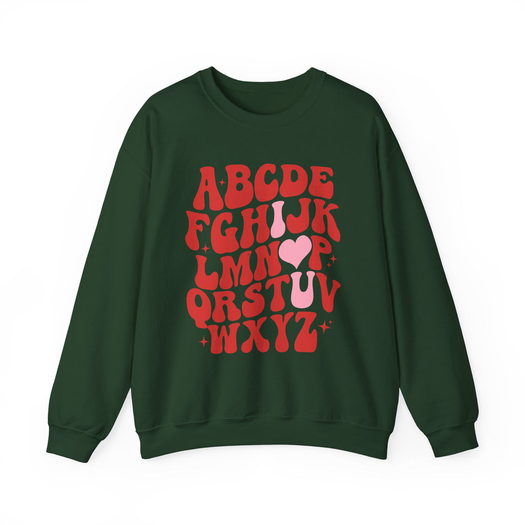 Alphabet ABC Sweatshirt – Playful Red Letter Crewneck