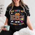 100 Days of Coffee & Chaos T-Shirt — Funny Teacher/Student Celebration Tee