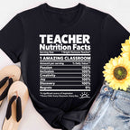 Teacher Nutrition Facts T-Shirt — Funny Teacher Gift Tee for Educators