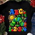ABC 123 T-Shirt — Colorful Caterpillar Alphabet & Numbers Tee