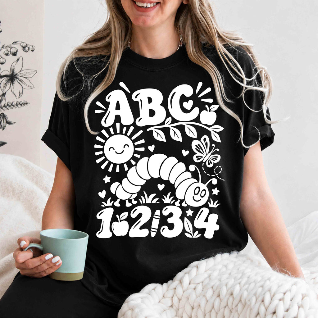 ABC 1-2-3 Educational T-Shirt — Cute Caterpillar Alphabet & Numbers Tee