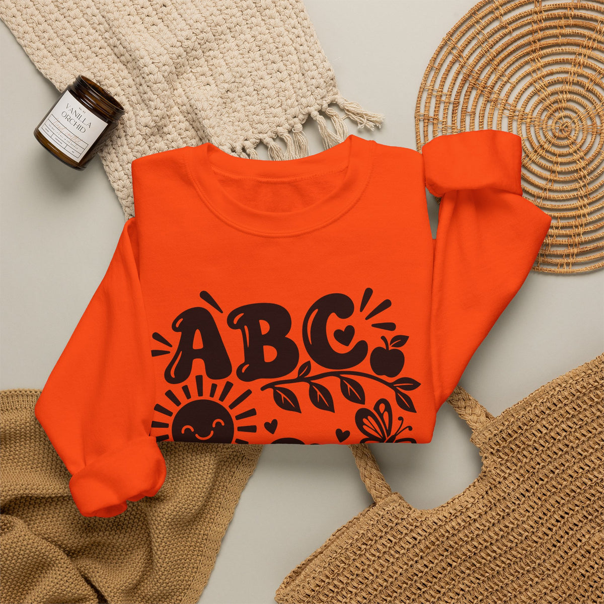 ABC 1234 Alphabet & Numbers Educational Crewneck Sweatshirt