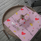 Valentine Heart "Be Mine" Pink Wrapping Paper Roll — Heart Doodle Gift Wrap (Matte or Glossy)