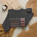Teacher Quote Crewneck Sweatshirt – “Behind Every Child Who Believes”