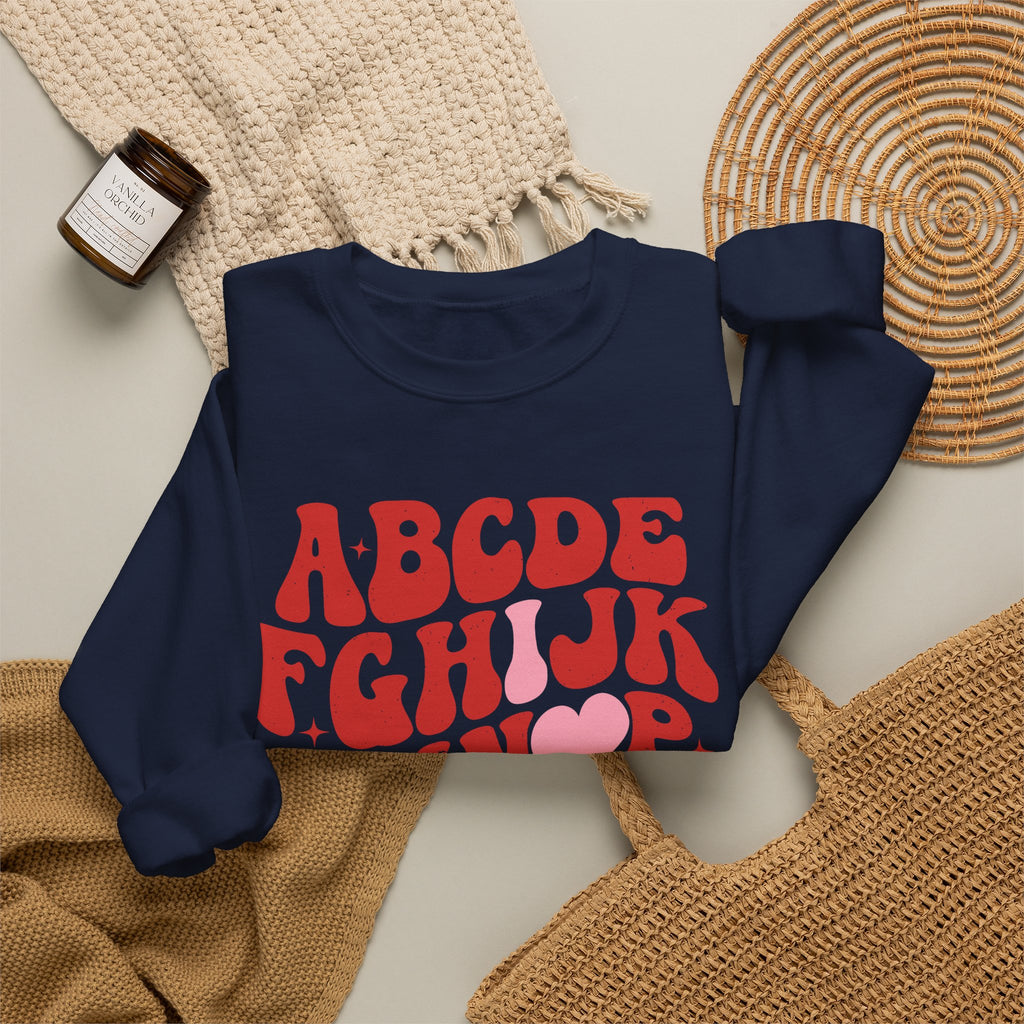Alphabet ABC Sweatshirt – Playful Red Letter Crewneck