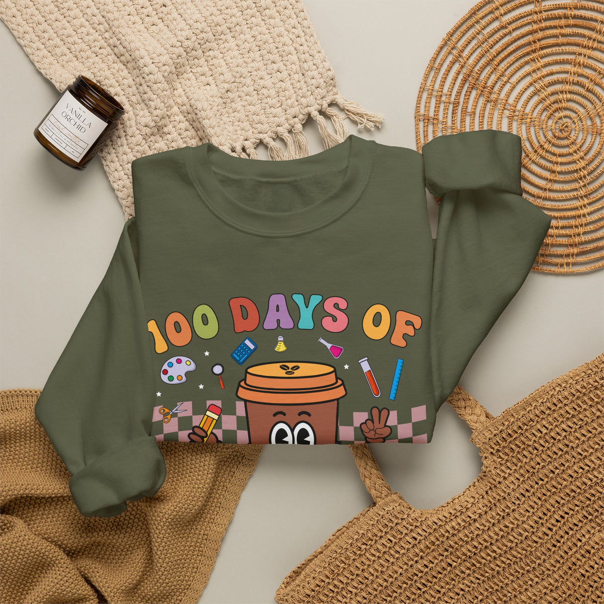 100 Days of Coffee & Chaos Crewneck Sweatshirt