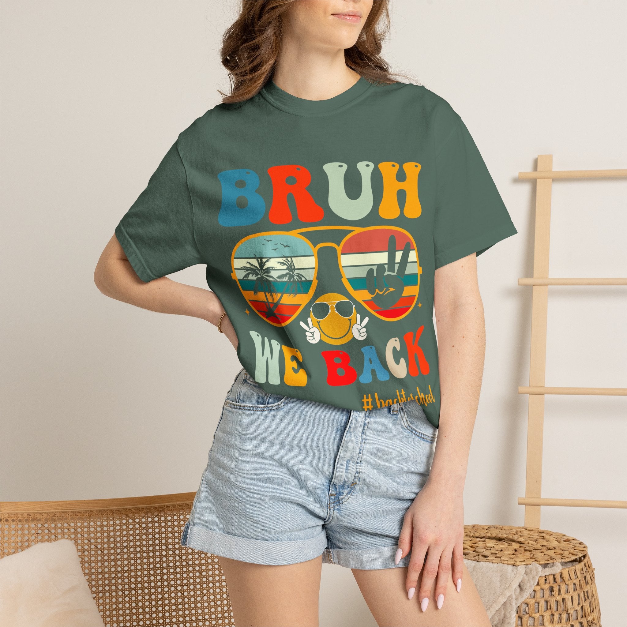 BRUH We Back T-Shirt — Retro Sunglasses Summer Vibes #backtoschool Tee