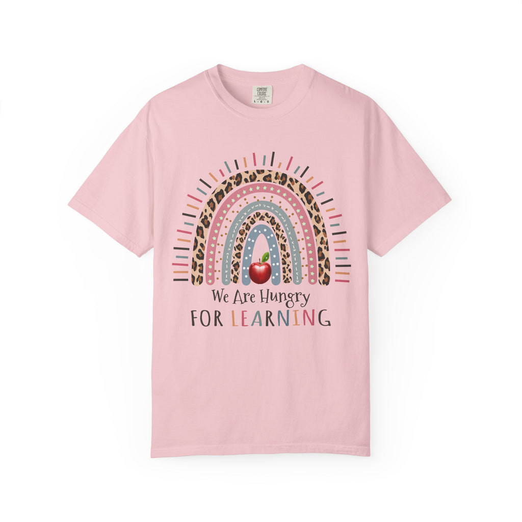 Teacher Rainbow T-Shirt - "We Are Hungry For Learning" School Apple Graphic Tee