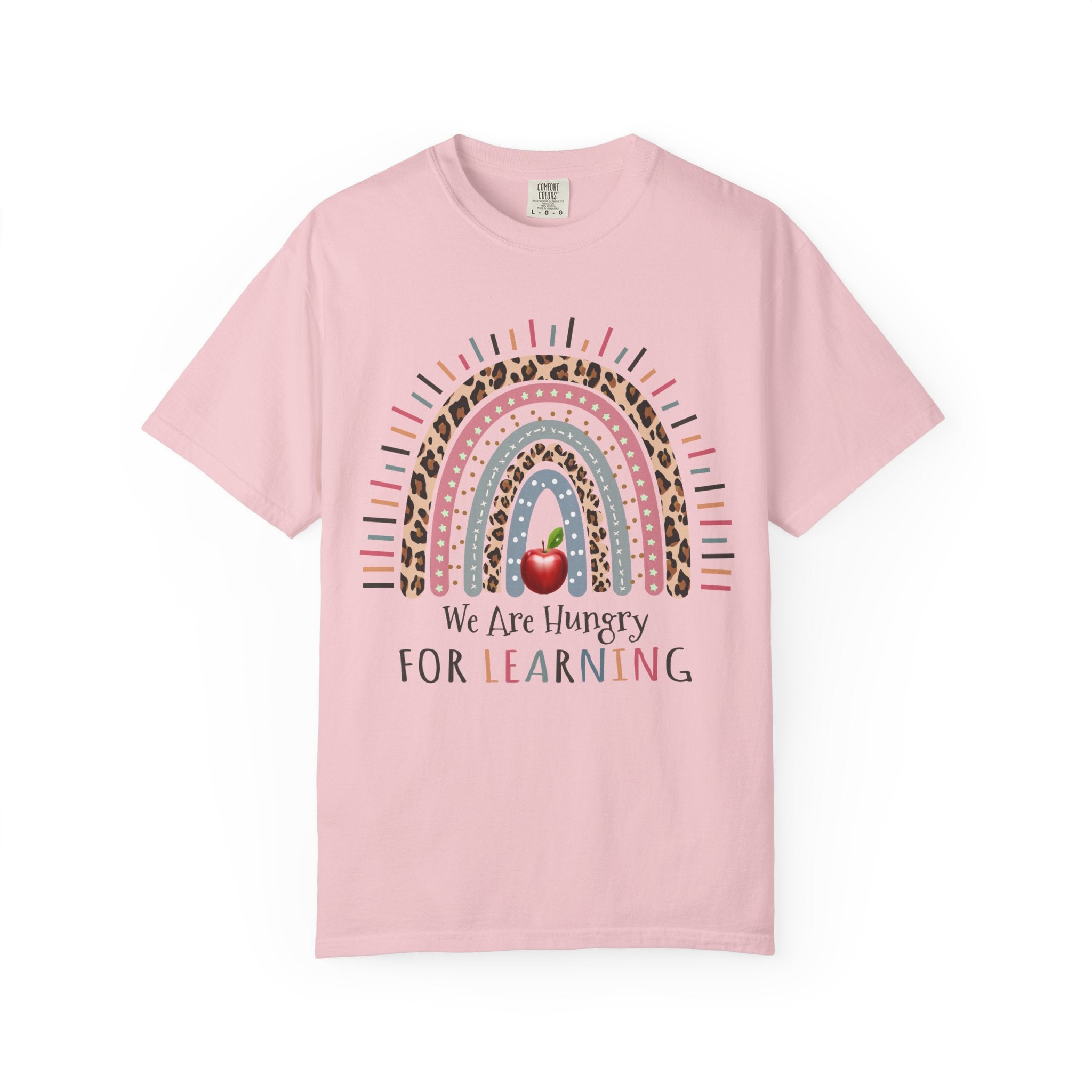 Teacher Rainbow T-Shirt - "We Are Hungry For Learning" School Apple Graphic Tee