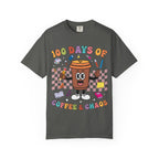 100 Days of Coffee & Chaos T-Shirt — Funny Teacher/Student Celebration Tee