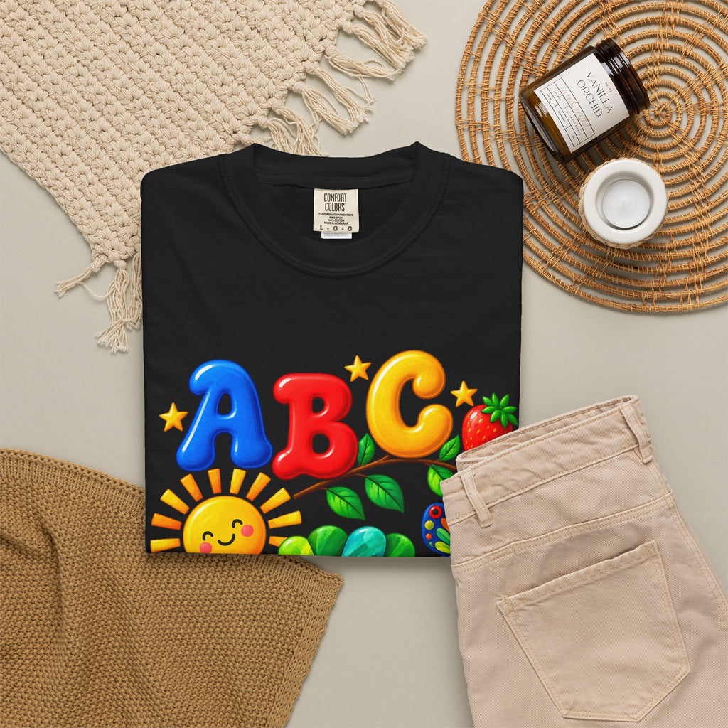 ABC 123 T-Shirt — Colorful Caterpillar Alphabet & Numbers Tee