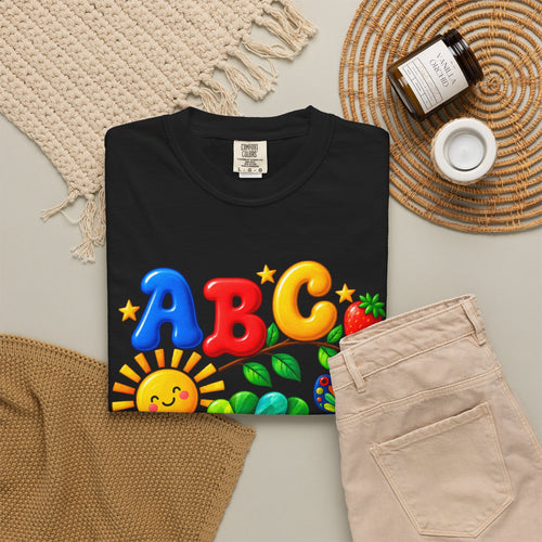 ABC 123 T-Shirt — Colorful Caterpillar Alphabet & Numbers Tee