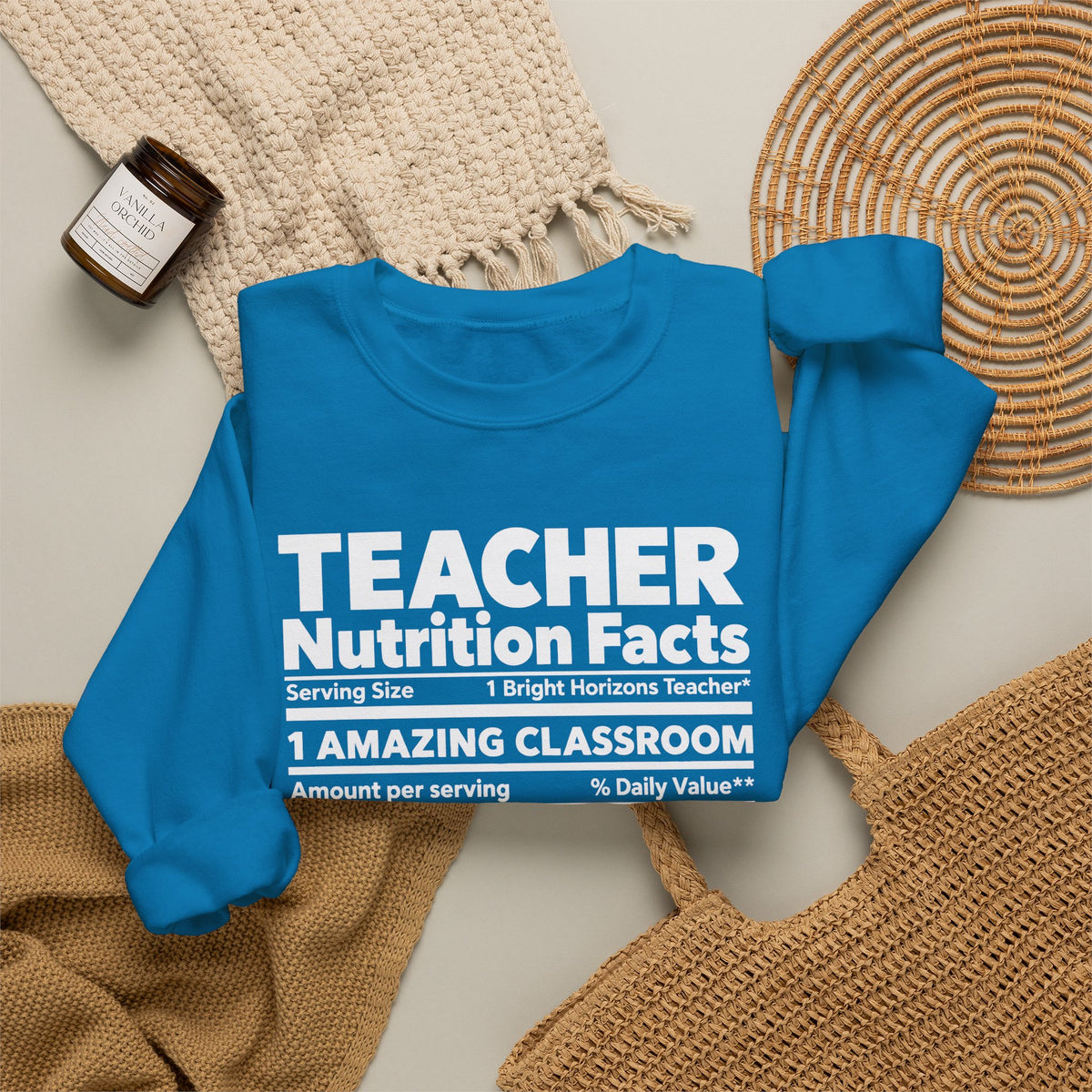 Teacher Nutrition Facts Crewneck Sweatshirt