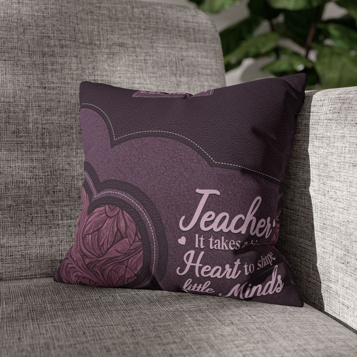 Personalized Teacher Appreciation Heart Pillowcase — "It takes a big heart to shape little minds"