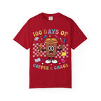 100 Days of Coffee & Chaos T-Shirt — Funny Teacher/Student Celebration Tee