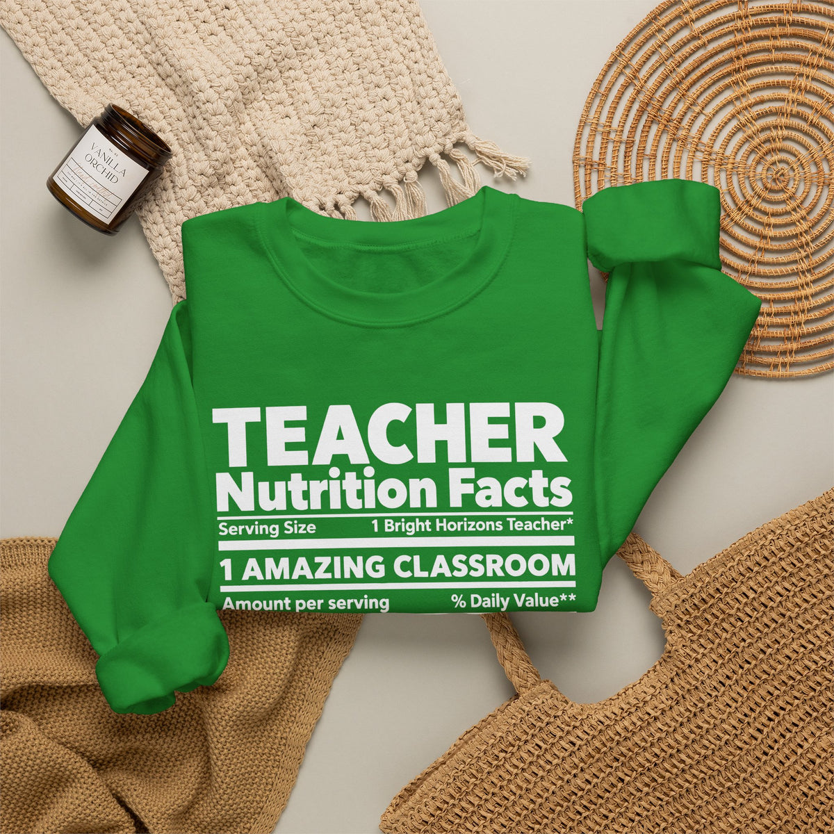 Teacher Nutrition Facts Crewneck Sweatshirt