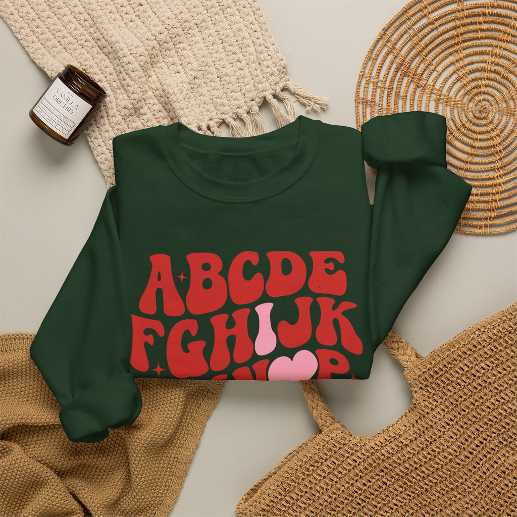 Alphabet ABC Sweatshirt – Playful Red Letter Crewneck